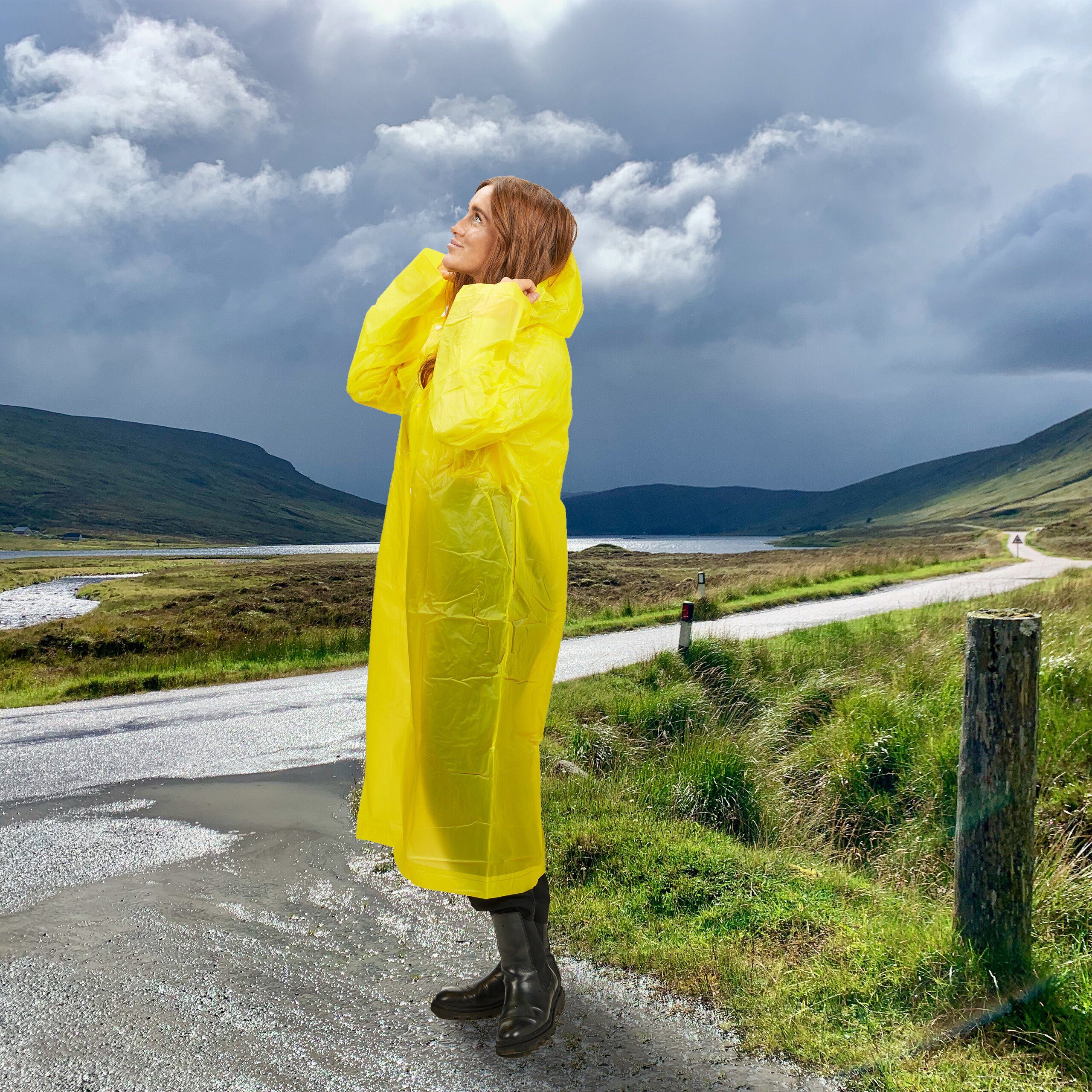 relaxdays Regenponcho Regenmantel im 2er Gelb Set Weiß Gelb