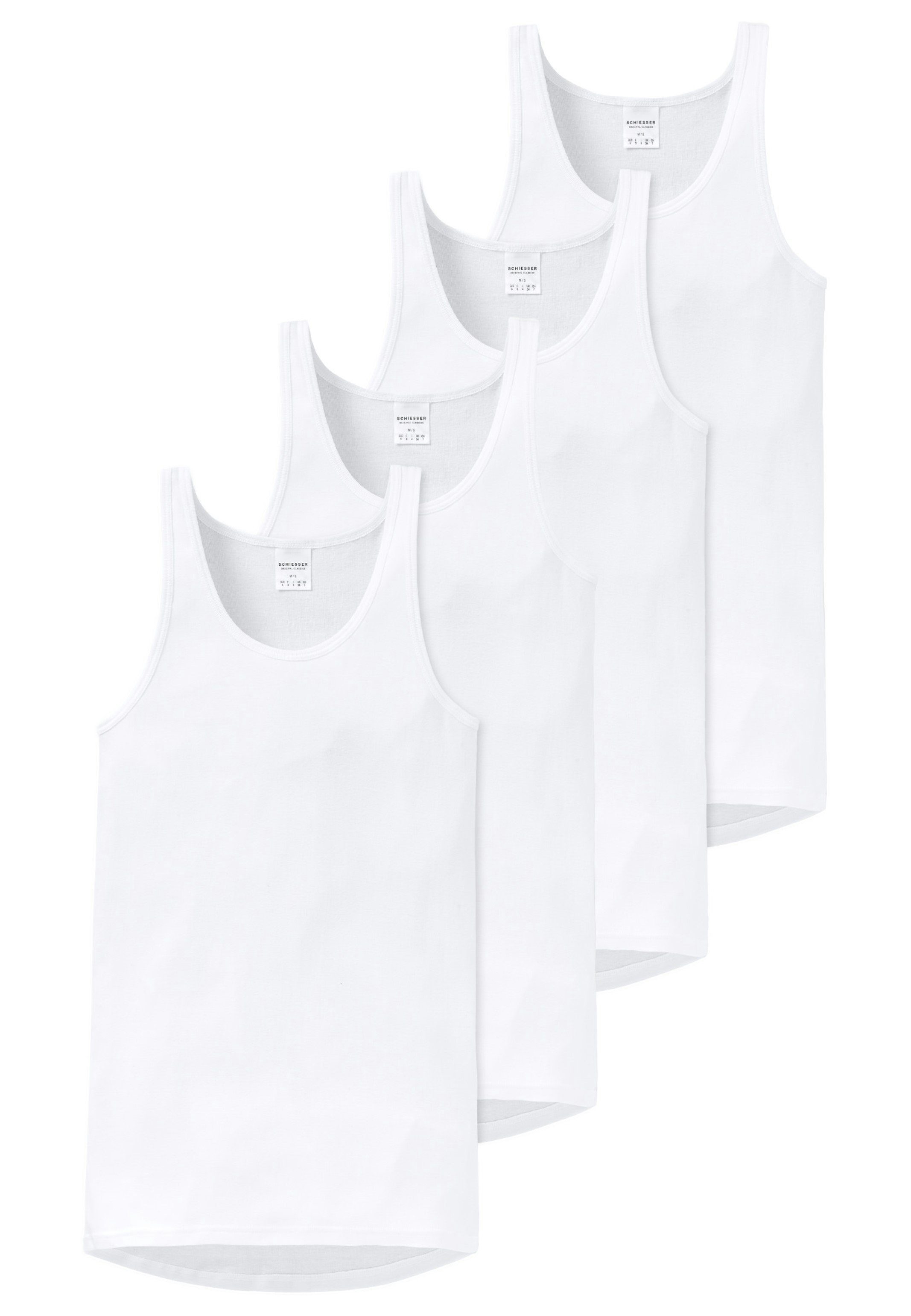 Schiesser Unterhemd 4er Pack Original Classics Feinripp (Spar-Set, 4-St) Unterhemd / Tanktop - Baumwolle -