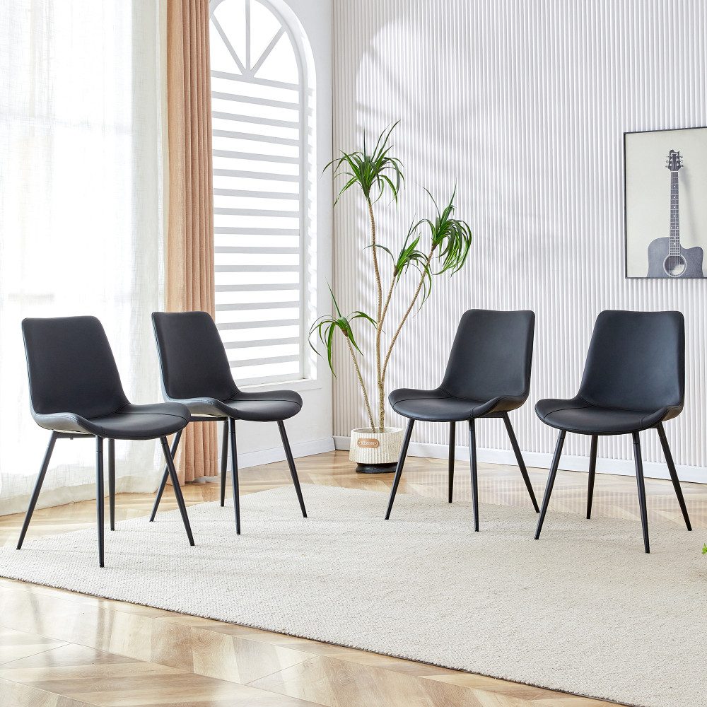 BBWL Esszimmerstuhl 4-teiliger Set aus Kunstleder modernes Design, mit breiter Sitzfläche Rückenlehne rutschfeste Metallfüße Home-Office – Bild 4 von 5