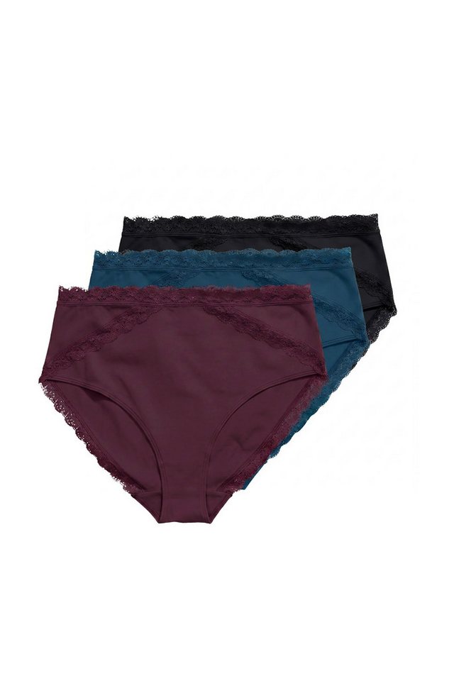 Ulla Popken Slip Midislips 3er-Pack Spitzenband