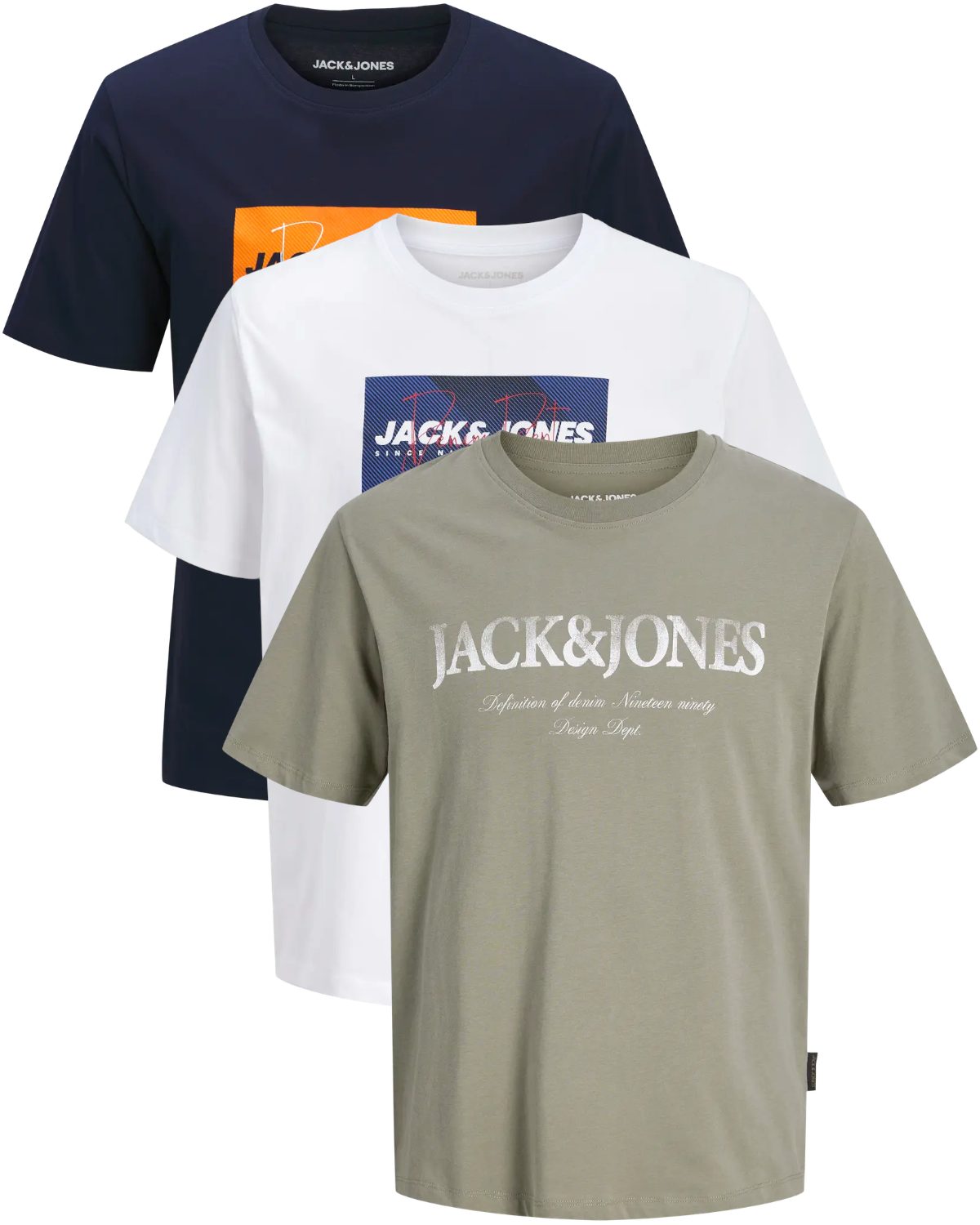 Jack & Jones Print-Shirt (Spar-Set, 3er-Pack) mit Logodruck, aus Baumwolle