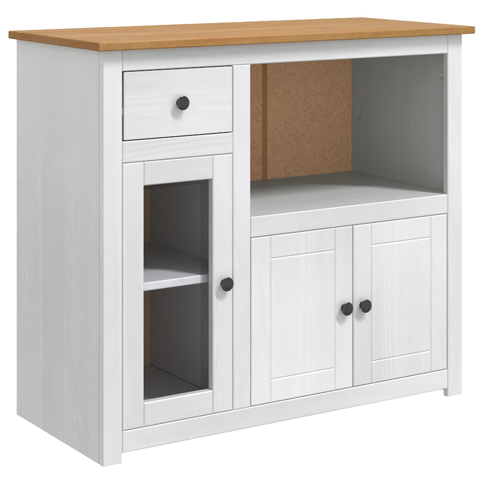 vidaXL Kücheninsel Mikrowellen-Sideboard PANAMA Weiß und Honigwachs Massiv-Kiefer