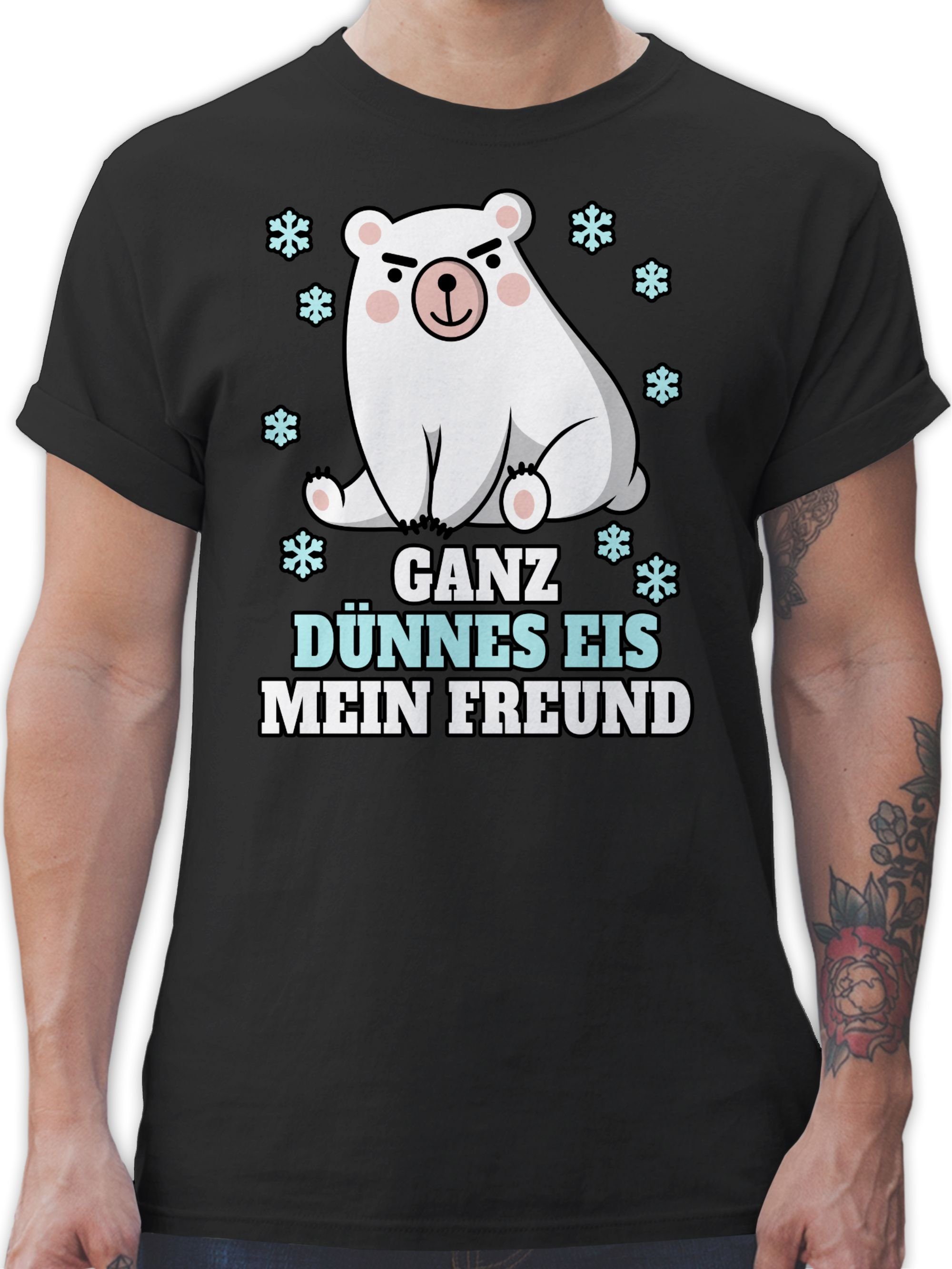 Sprüche Freund T-Shirt Ganz 01 mit dünnes Schwarz Statement mein Eis Spruch Shirtracer