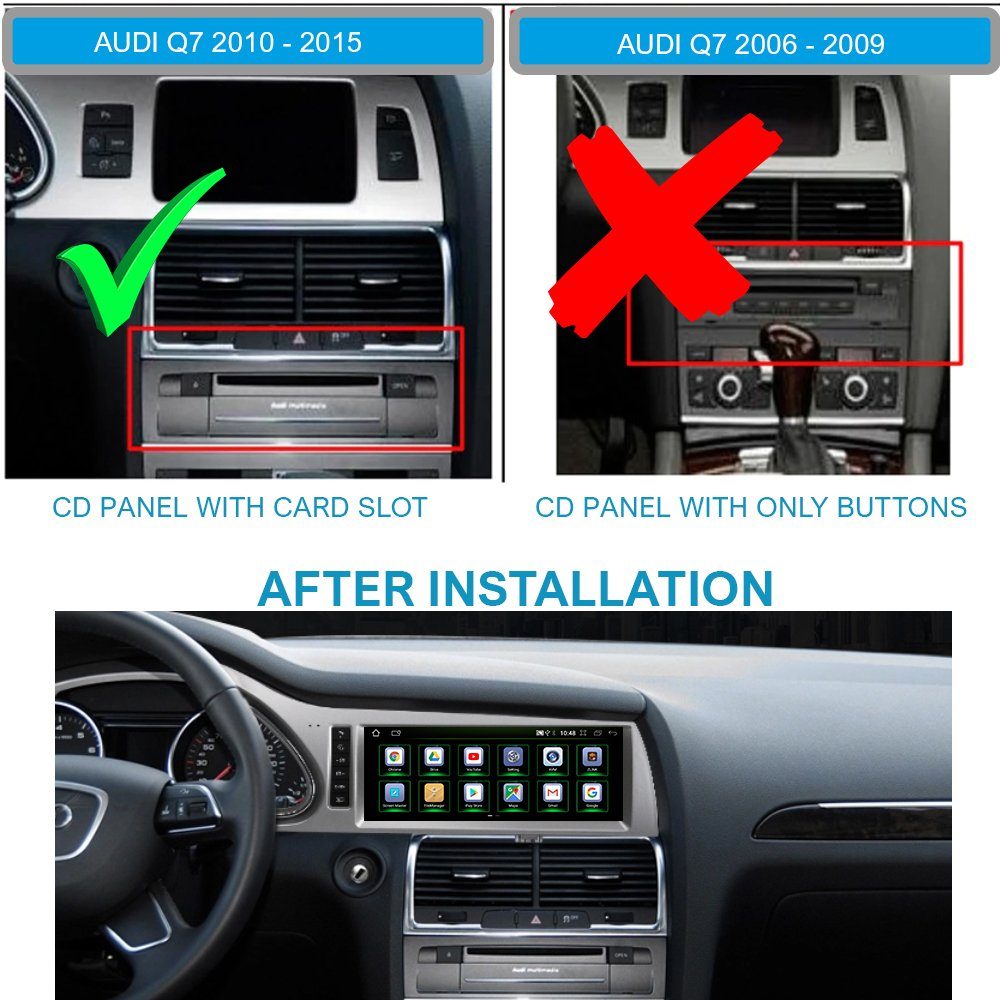 TAFFIO Für Audi Q7 MMI 3G 10.25"Touchscreen Android GPS USB CarPlay Bluetooth Einbau-Navigationsgerät
