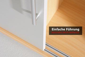 bümö Aktenschrank Schiebetürenschrank office - 2 Ordnerhöhen Dekor: Weiß/Silber - Griffe: Streifengriff (Kunststoff)