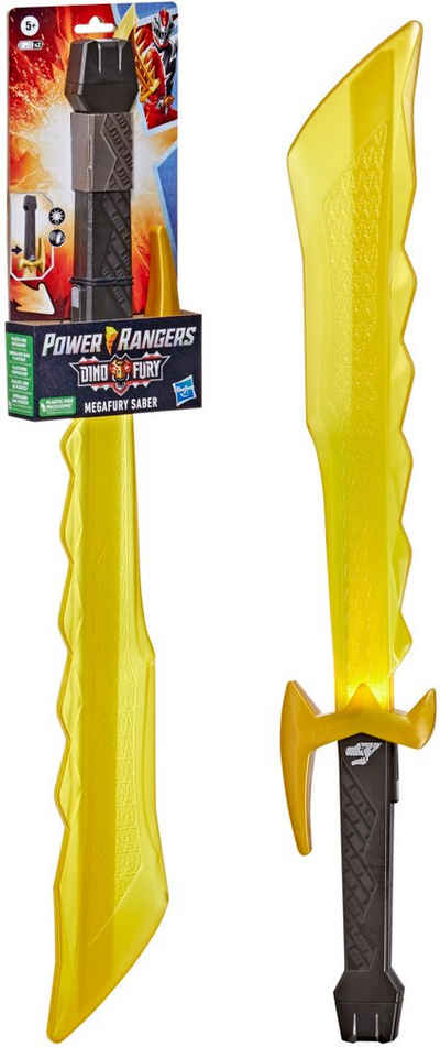 Hasbro Lichtschwert Spielzeug-Schwert, Power Rangers Dino Fury Megafury Saber, mit bewegungsaktivierten Licht- und Soundeffekten