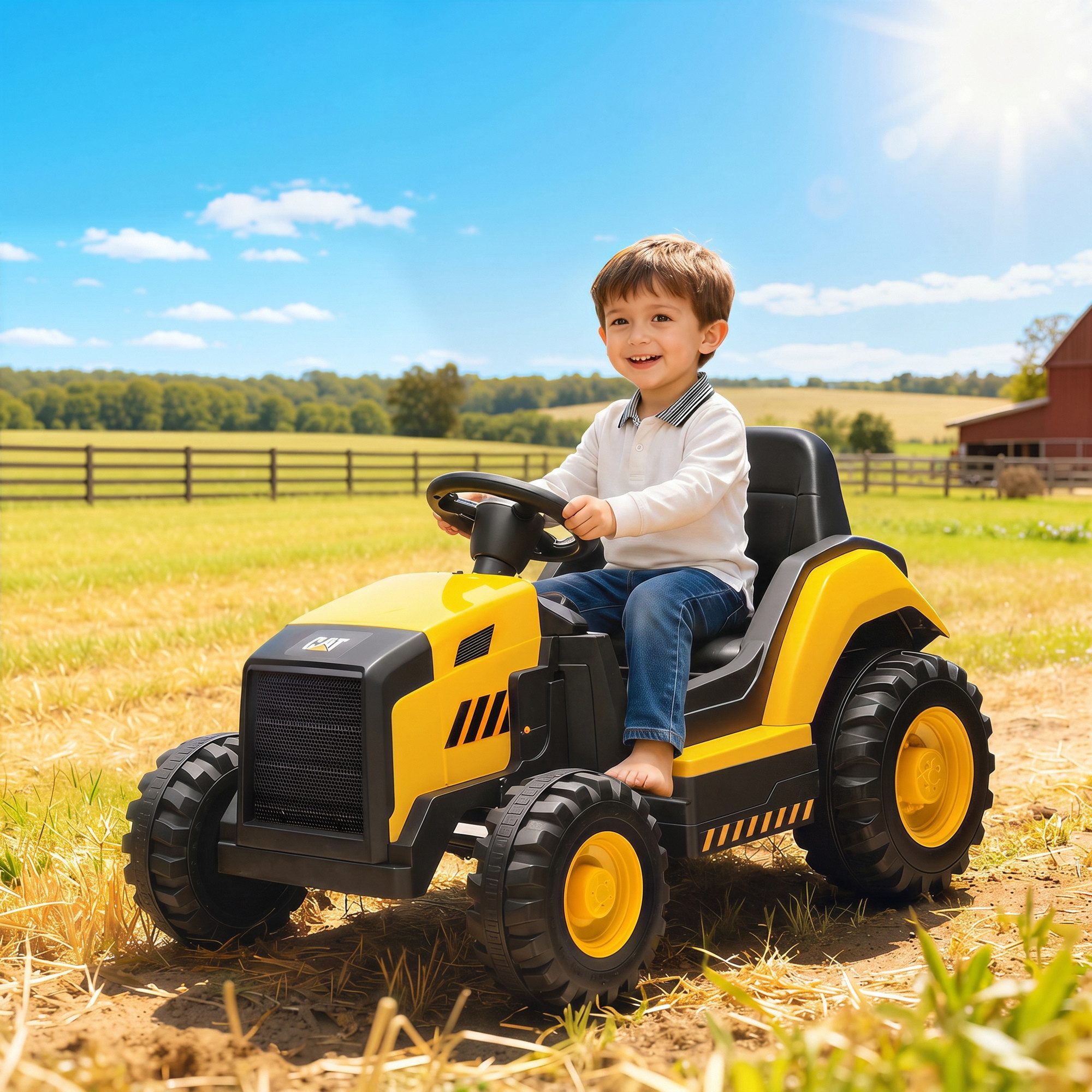 AIYAPLAY Elektro-Kindertraktor Aufsitztraktor mit 2,4G Fernbedienung Bluetooth Elektrotraktor, (1-tlg), für Kinder 3-6 Jahre, Gelb