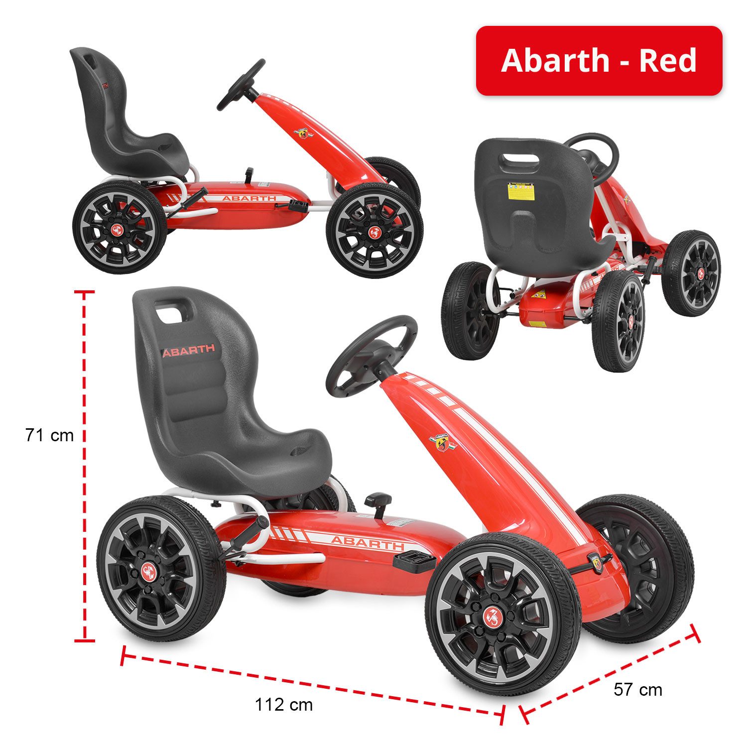 Hecht Go-Kart verstellbarer Schalensitz Handbremshebel bis 25kg, Gummireifen, Vorwärts- & Rückwärtsfahren, Kettenantrieb