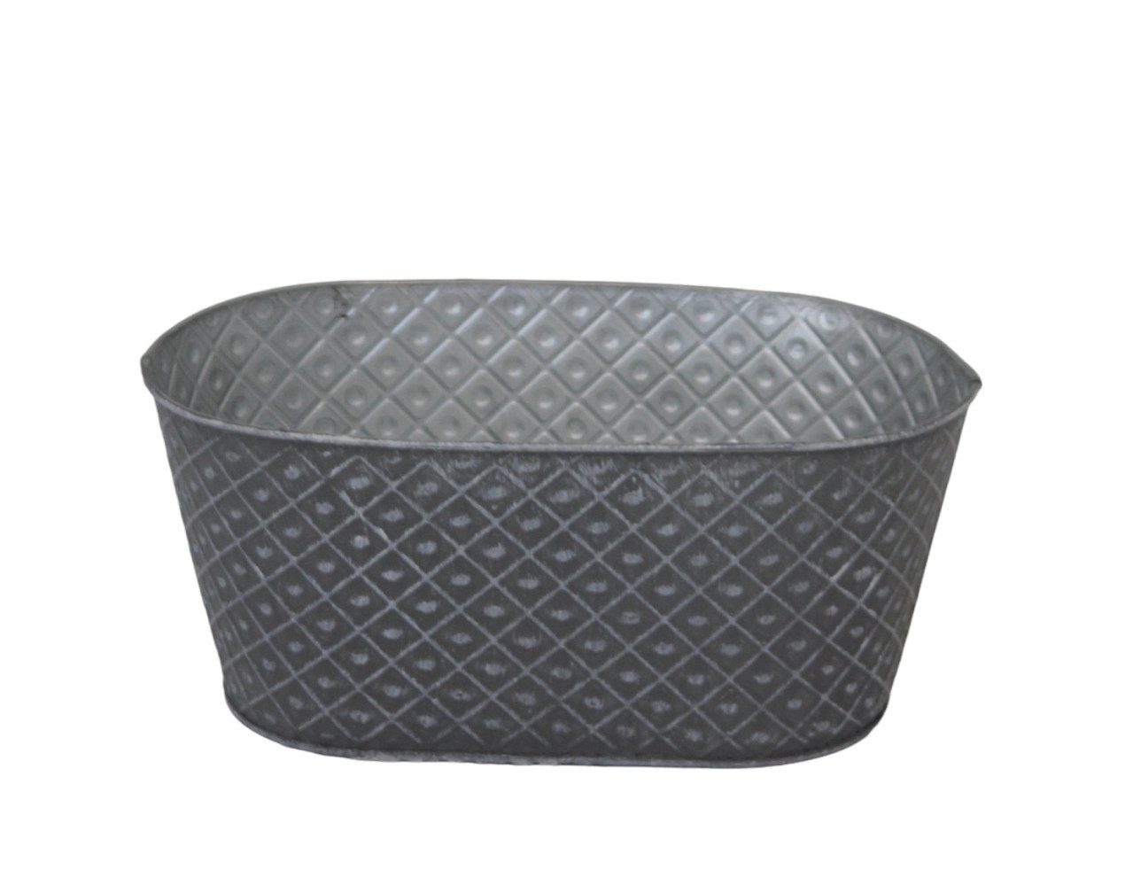 Figurendiscounter Übertopf Pflanzgefäß Wanne L Zink 13 x 17 x 28 cm grau