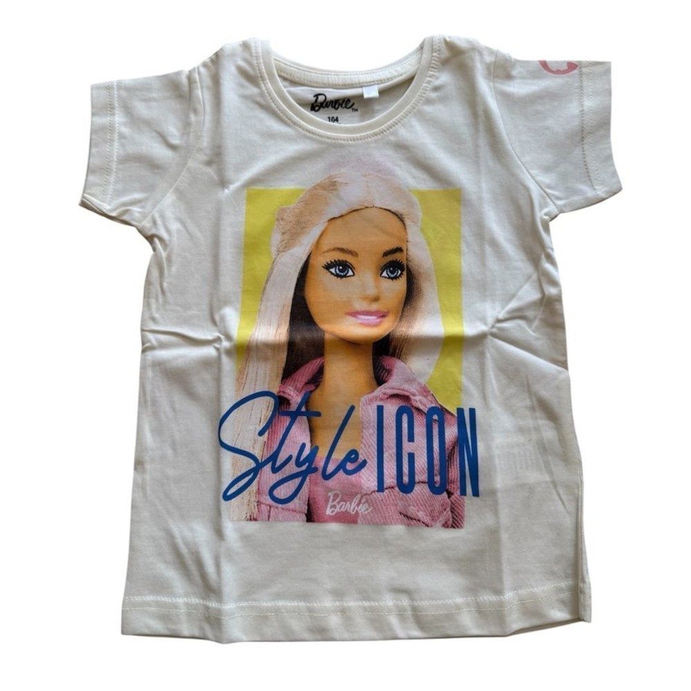Barbie T-Shirt Kurzärmeliges T-Shirt für Mädchen Barbie-Print, blau oder gelb