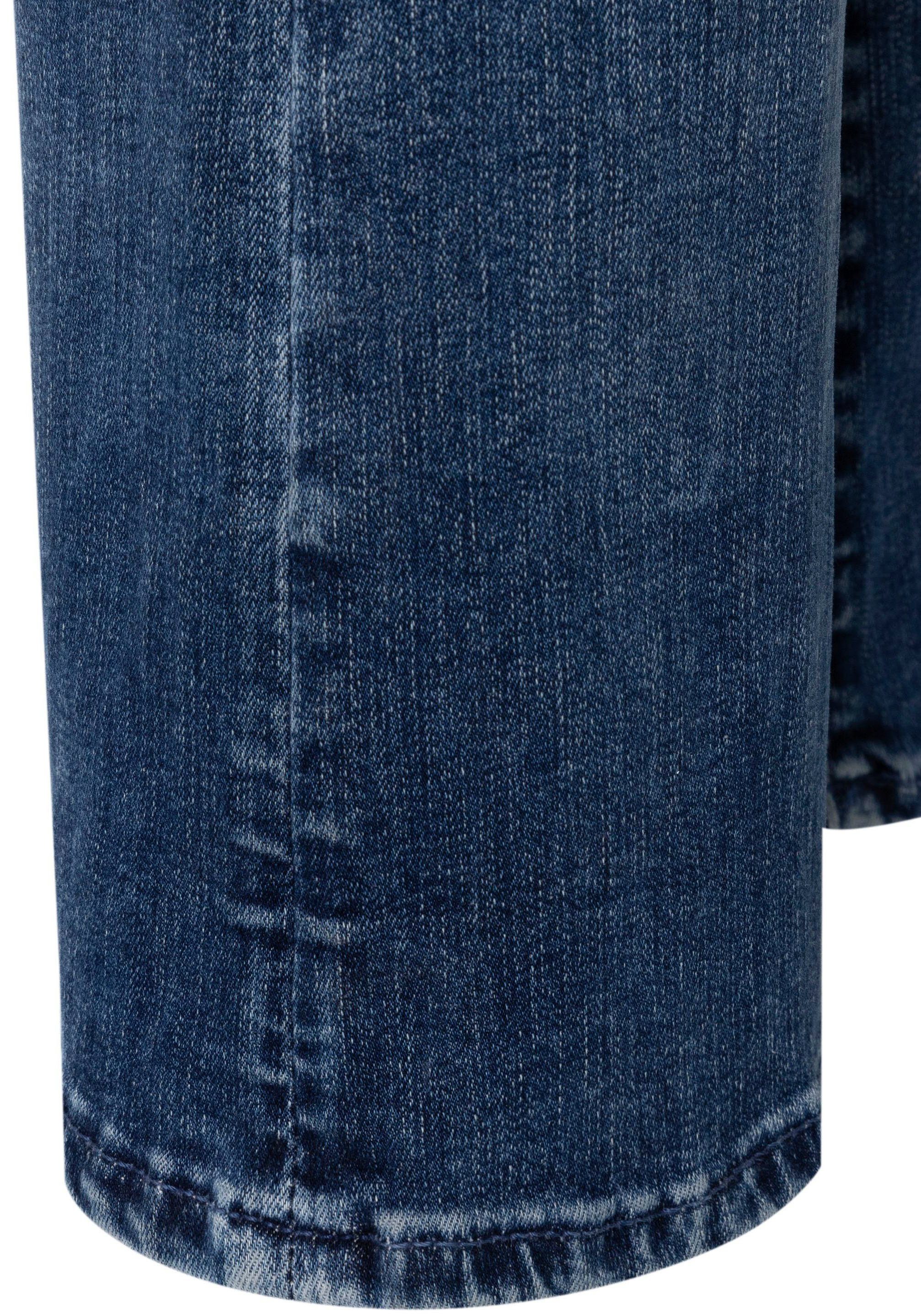 MAC 3/4-Jeans Dream Kick Saum modisch verkürzt dark leicht blue ausgestellt washed und