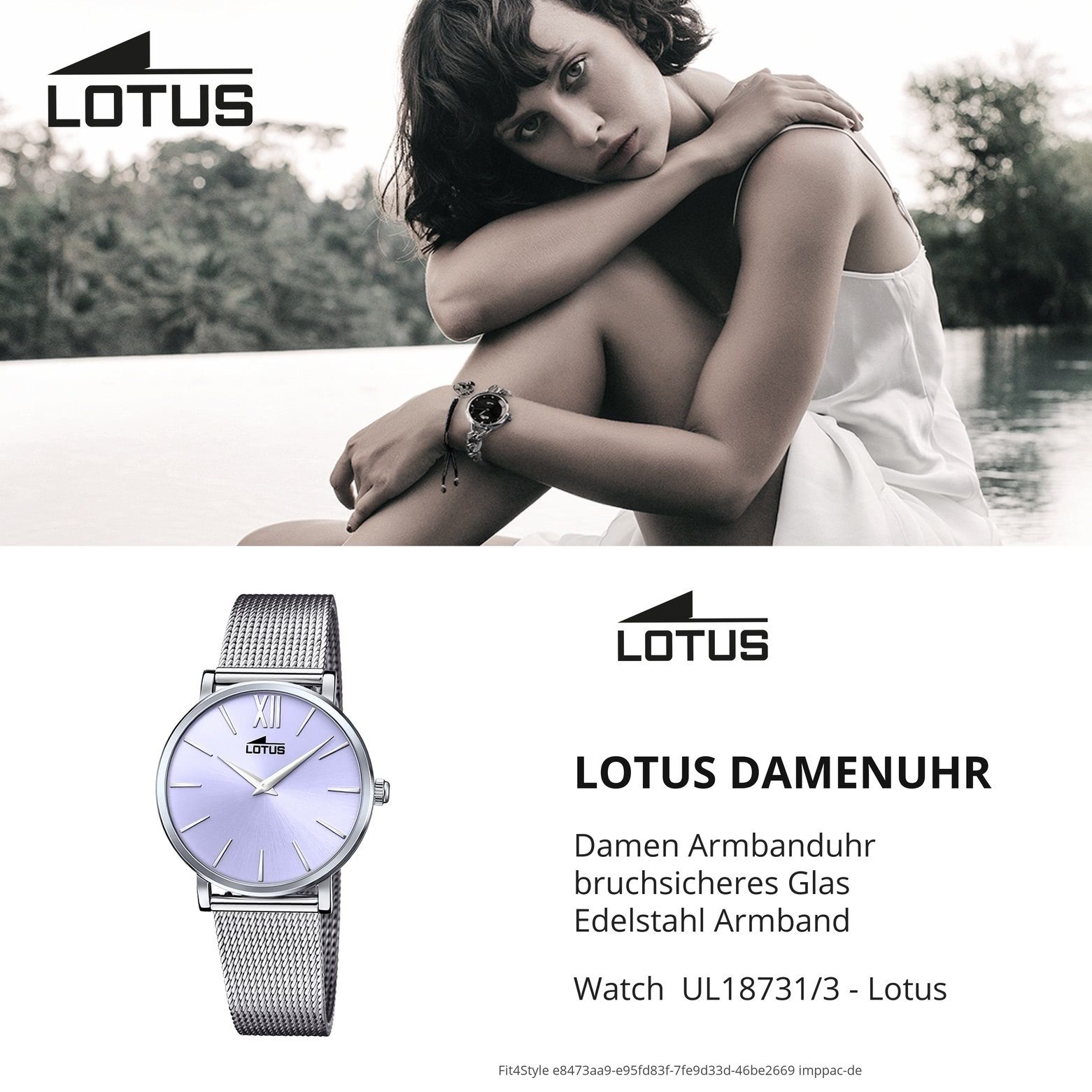 Damen Damenuhr rund, 33mm) Lotus (ca. Quarzuhr Armbanduhr mittel Lotus Casual, Smart silber Edelstahlarmband