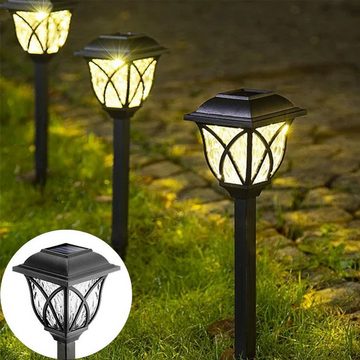 oyajia LED Solarleuchte 6x Solar Gartenleuchte mit Erdspieß, IP44, Warmweiß