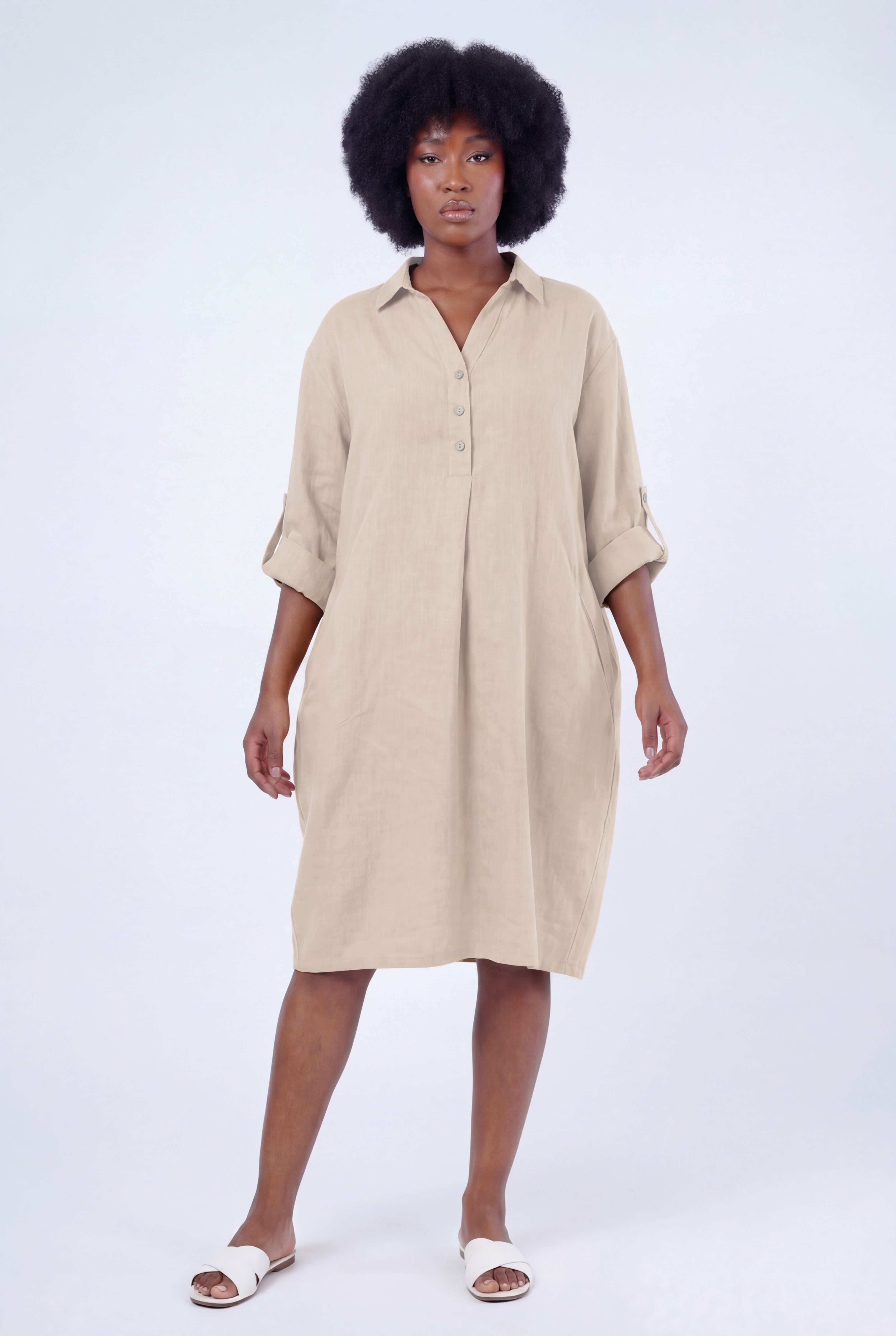 YC Fashion & Style Blusenkleid Leinen-Tunika Oversized One Size in Unifarbe