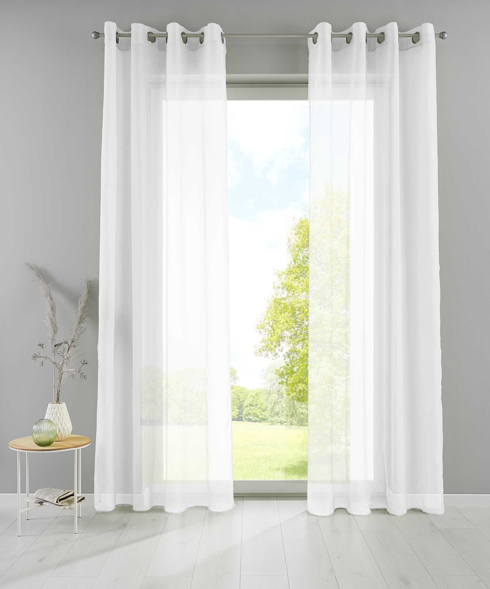 Gardinenbox Gardine (2 St), Ösen, transparent, Voile, 2er Set Transparent »Basel« Bleiband Store 20332TR2