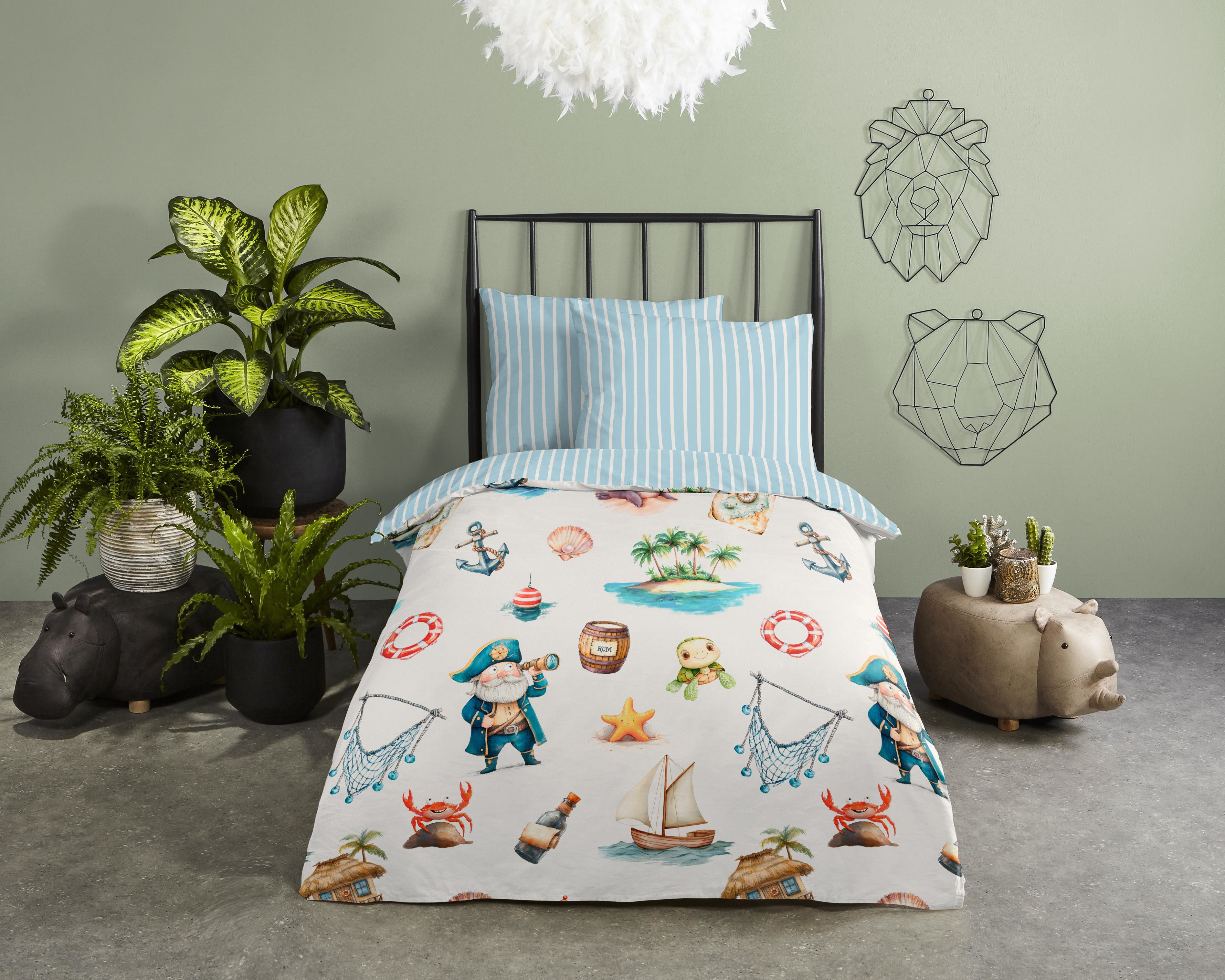 good morning Kinderbettwäsche Capi, Renforcé, 2 teilig, Baumwolle, Renforcé, Wendeoptik, Kind, Baby, Maritim, Meer
