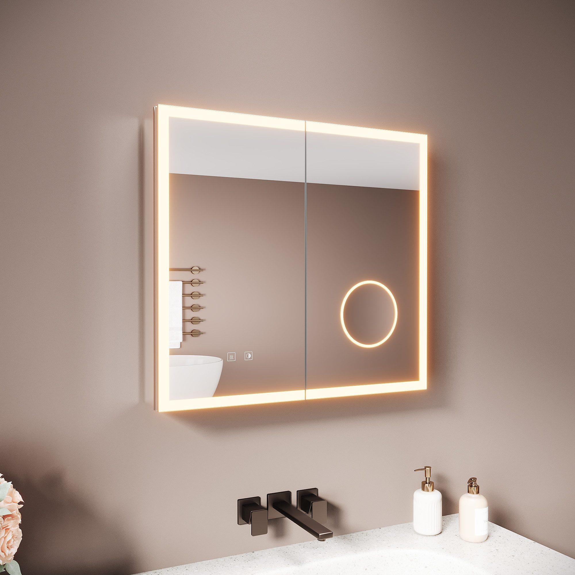 SONNI Spiegelschrank Spiegelschrank Badezimmerschrank 65×60cm Bestseller mi günstig online kaufen