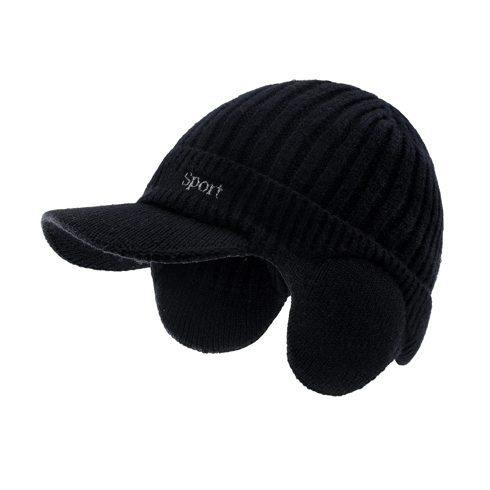 Coonoor Strickmütze Ohrenschützer Mützefür Herren & Damen, Wintermütze mit Fleece (1-St) Dicke Strickmütze für Ski & Fahrrad, winddicht, warm, Stretch-Kappe