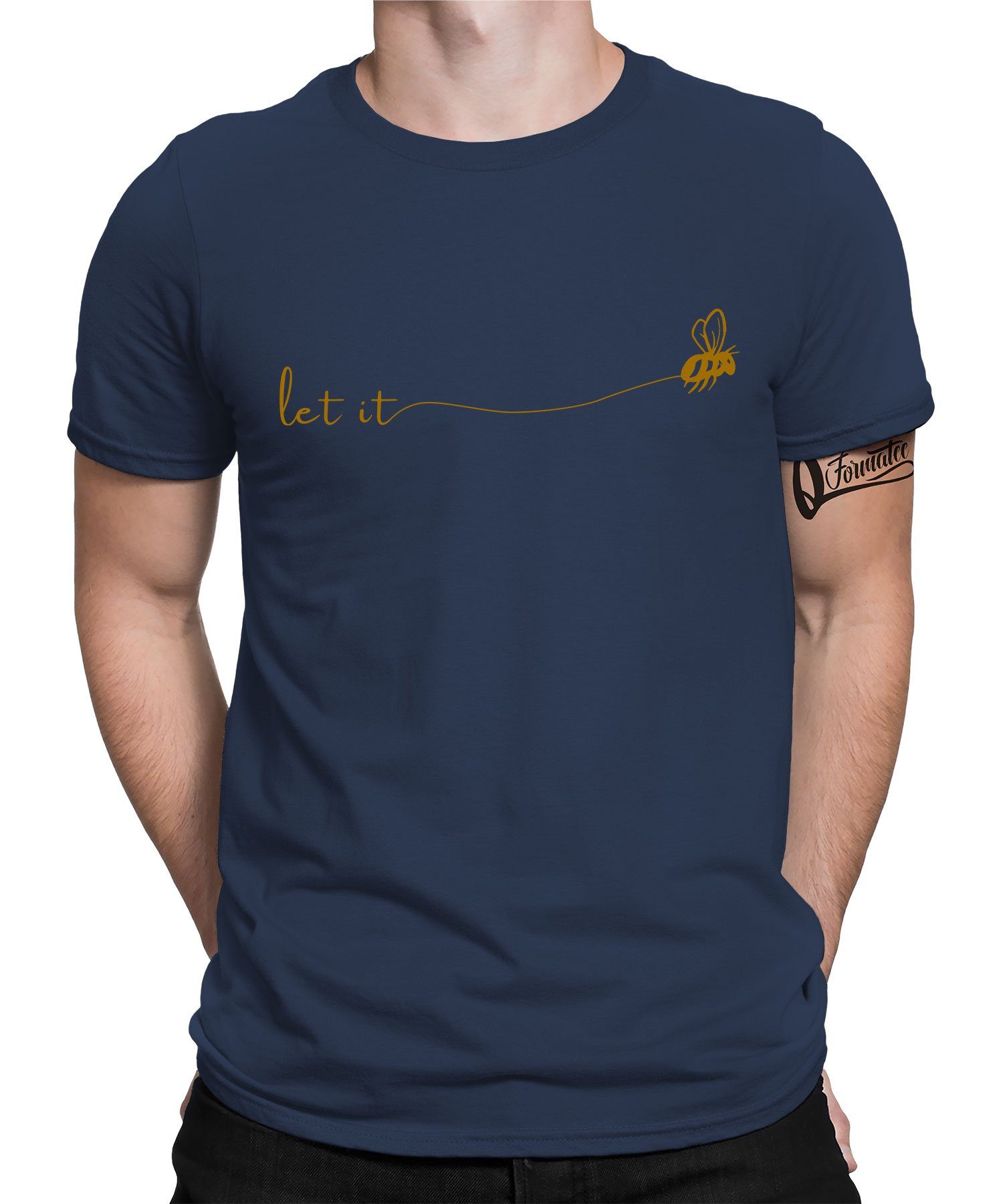 Quattro Formatee Kurzarmshirt Let Bee Navy Imkerei Herren Honig - Biene Blau T-Shirt (1-tlg) Imker it