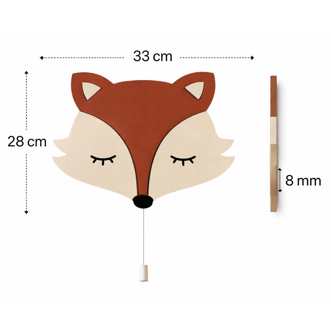 COZYCOLLECTIONS LED Wandleuchte Gelb Fuchs LED-Wandnachtlicht Kinderzimmer, LED, Warmweiß, Montessori-inspiriertes Fuchslicht in warmen Naturtönen