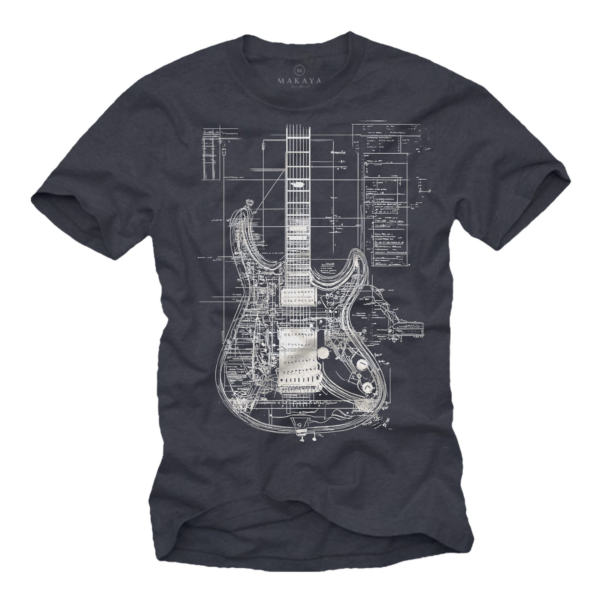 MAKAYA Print-Shirt mit Gitarrenmotiv Herren Musik günstig online kaufen