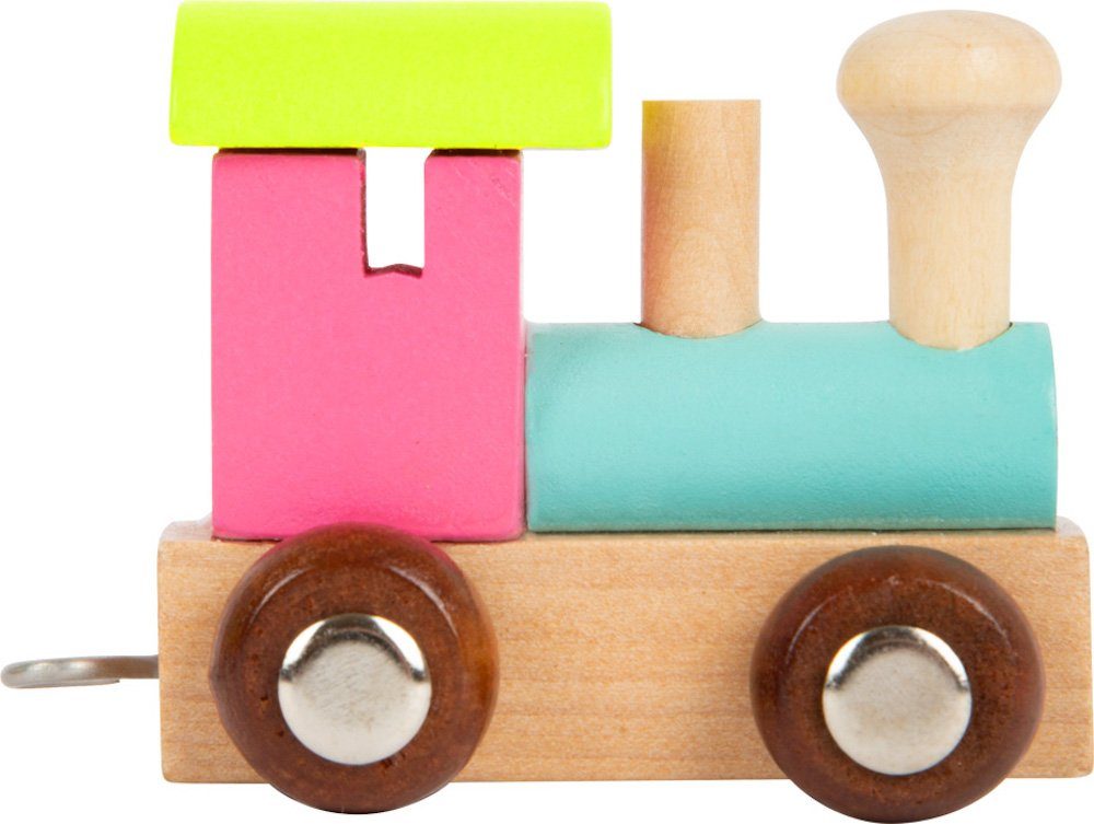 Small Foot Spielzeug-Zug Buchstabenzug Lokomotive, bunt, Holz, (Set, 1-tlg., 1), Einzigartiges Design, Made in Germany