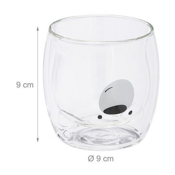 relaxdays Teeglas Doppelwandige Gläser "Bär" 3er Set, Glas