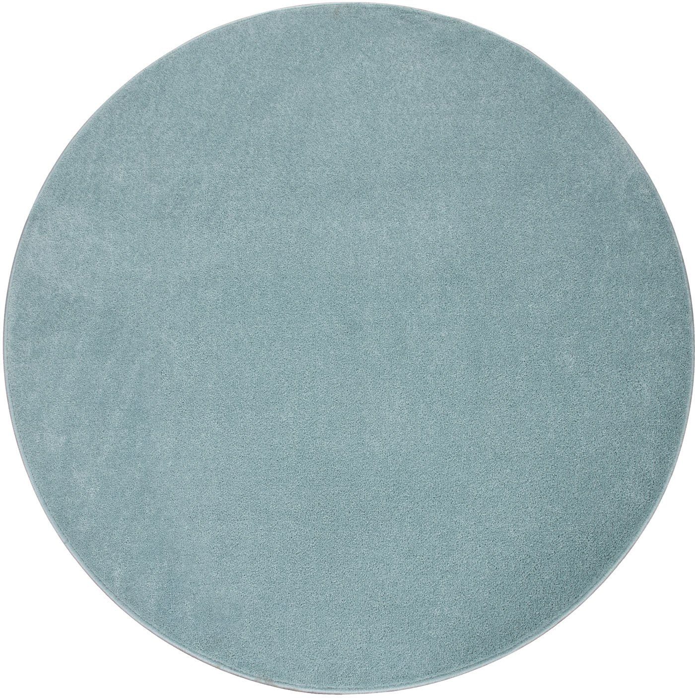 Paco Home Teppich Porto 890, rund, Höhe: 13 mm, Kurzflor, Uni-Farben, ideal im Wohnzimmer & Schlafzimmer