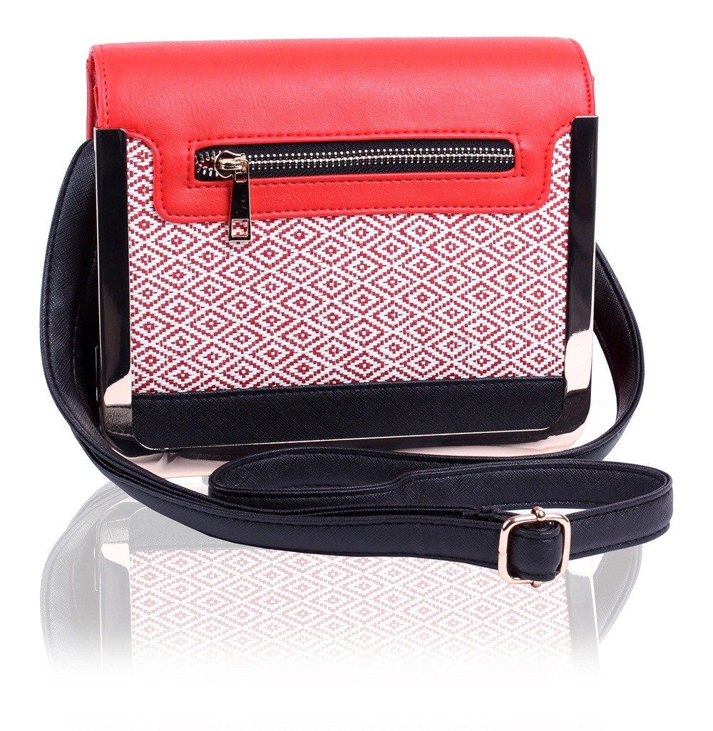 Sarcia.eu Handtasche Schwarz-rote Tasche mit Stickerei