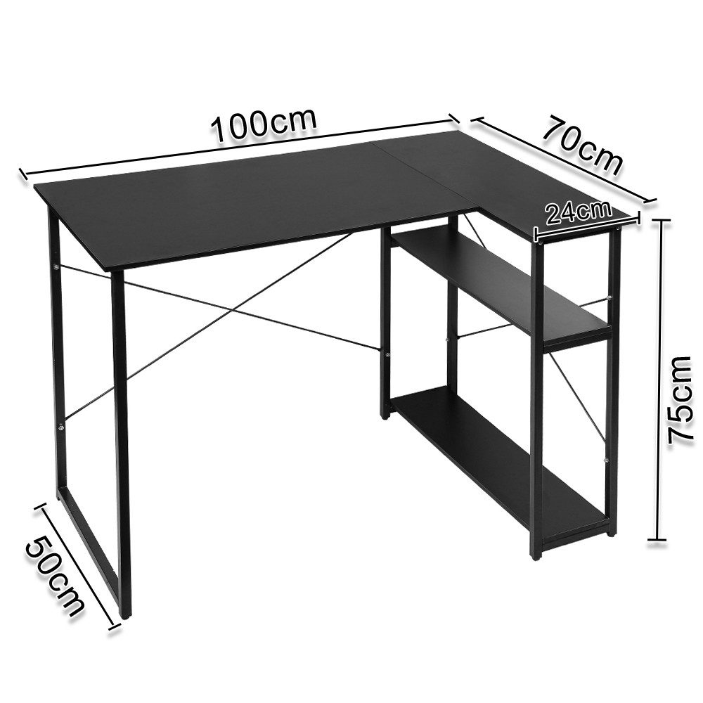 JEOBEST Schreibtisch Eckschreibtisch Computertisch 100 x 70 x 75 cm, (1-St), L-förmiger Schreibtisch, mit 2-Fach Regal & Stauraum – Bild 5 von 5
