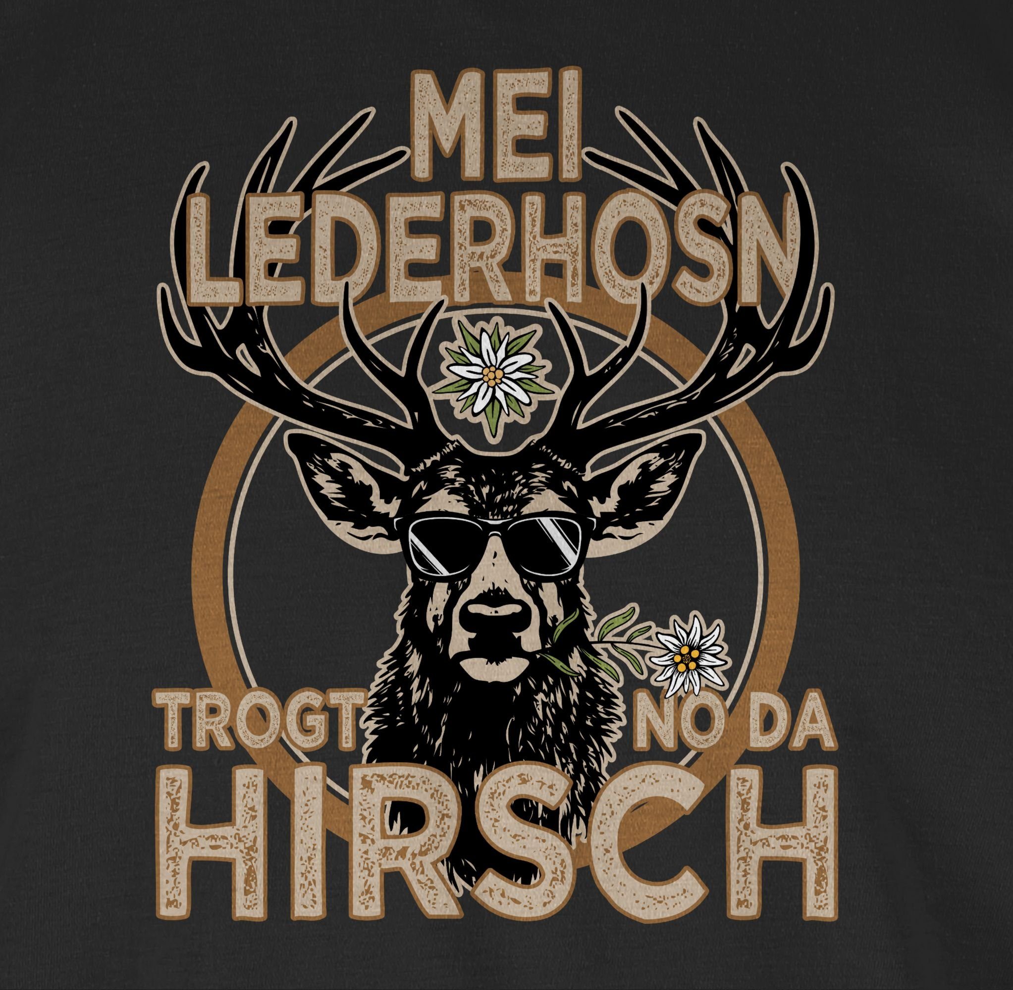 Shirtracer T-Shirt Trachten Outfit Lederhose Spruch Trägt der Hirsch Mode für Oktoberfest Herren