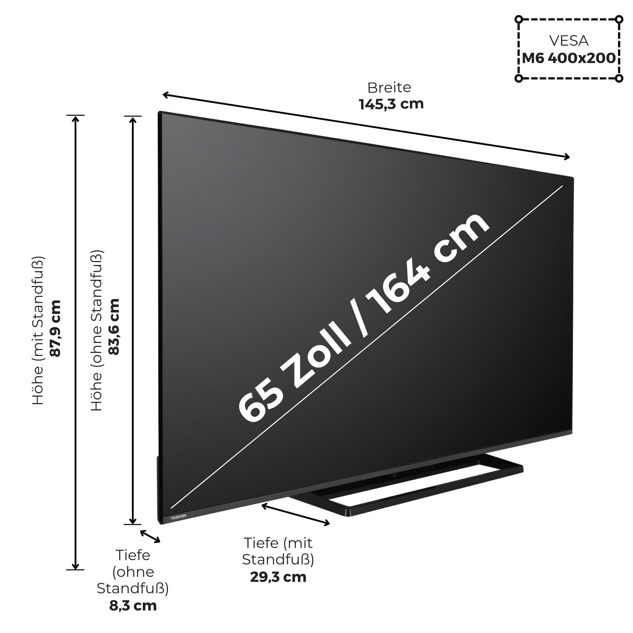 Toshiba 65UF3F63DAR LCD-LED Fernseher (164 cm/65 Zoll, 4K Ultra HD, Fire TV, HDR Dolby Vision, Triple-Tuner, Alexa Built-In, Sound by Onkyo)