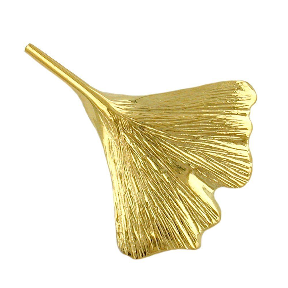 Schmuck Krone Brosche Brosche, 30mm Ginkgoblatt, 9Kt GOLD, Gold 375