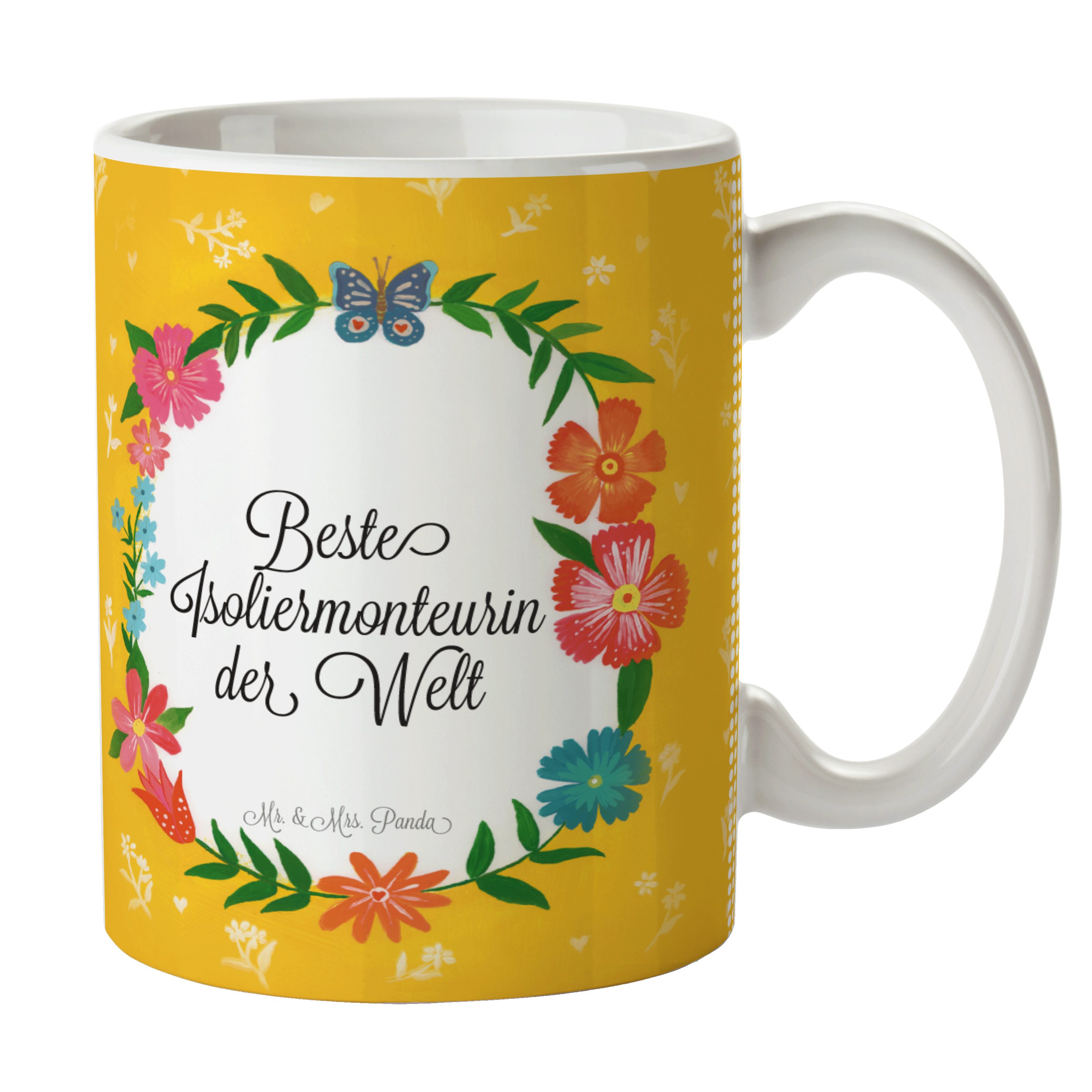 Mr. & Mrs. Panda Tasse Isoliermonteurin - Geschenk, Schenken, Porzellantasse, Kaffeebecher, Keramik