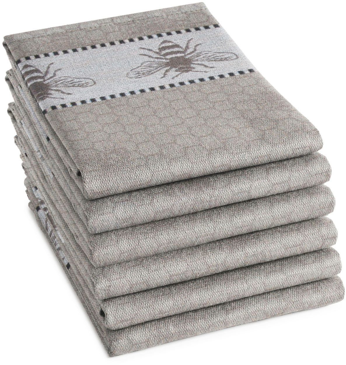 DDDDD Geschirrtuch DDDDD Honey Geschirrtuch Grau (6er-Pack), (Packung, 6-tlg), schnell trocknend, 100% Baumwolle, mit Wabenstruktur