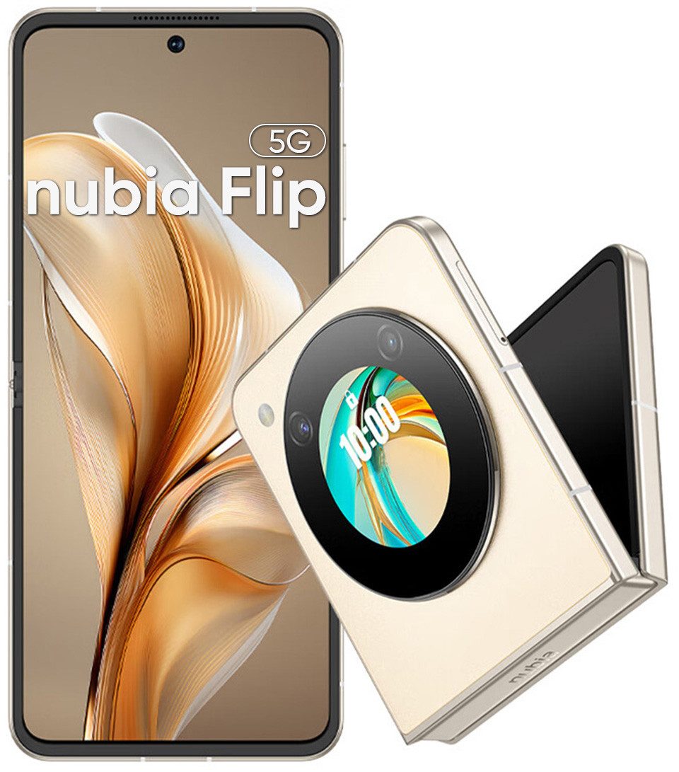 Nubia ZTE nubia flip 5G Handy – faltbares Doppelbildschirm Smartphone (17,5 cm/6.9 Zoll, 512 GB Speicherplatz, 50 MP Kamera)
