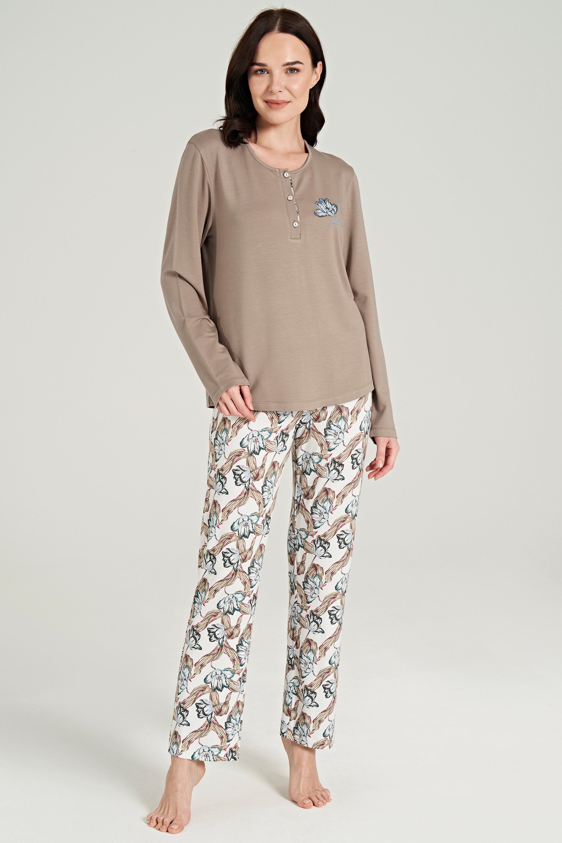 FEYZA Pyjama Bequemes Damen Pyjama-Set mit klassischem Blumenmuster