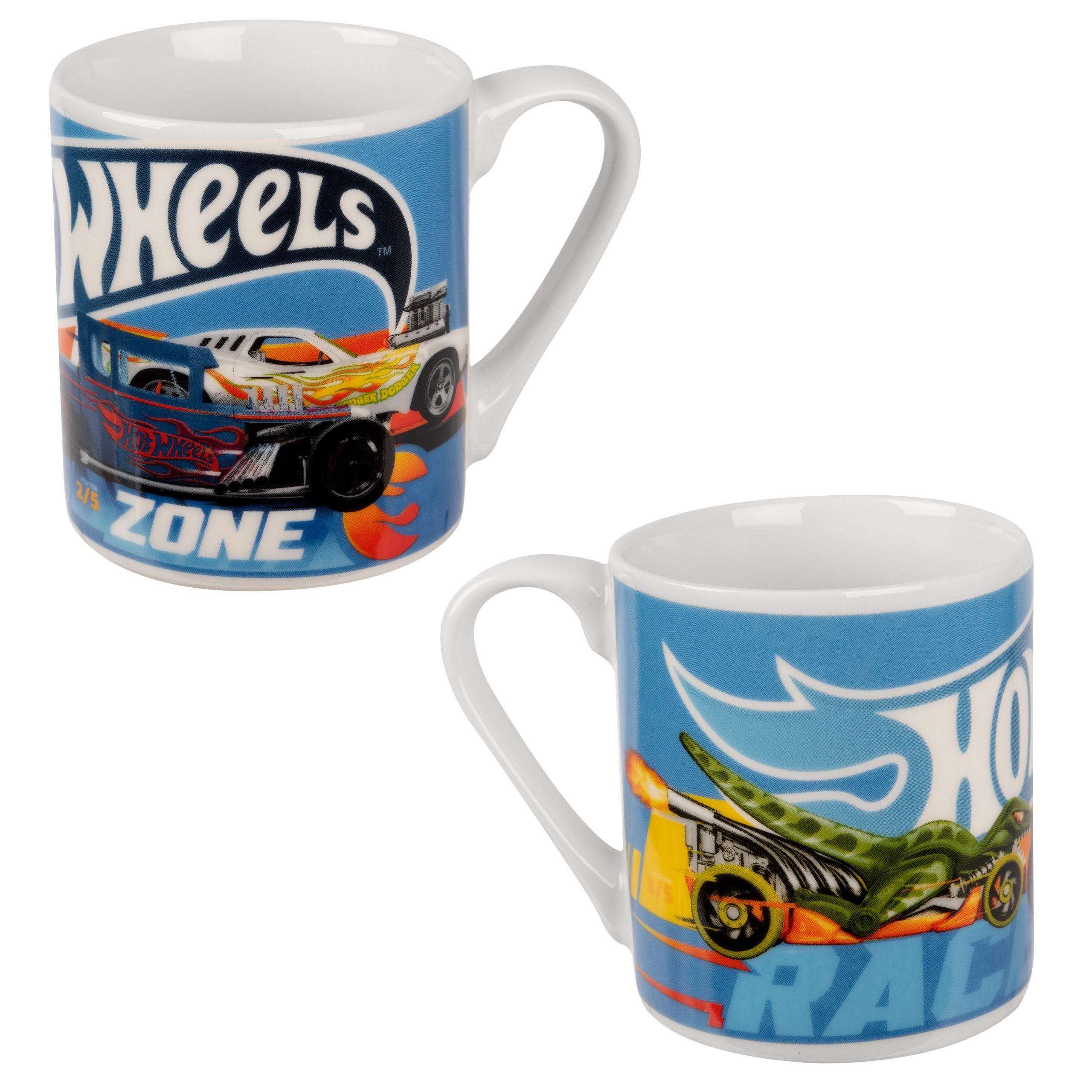 United Labels® Tasse Hot Wheels Tasse für Kinder - Race Zone aus Porzellan Blau 230 ml, Porzellan