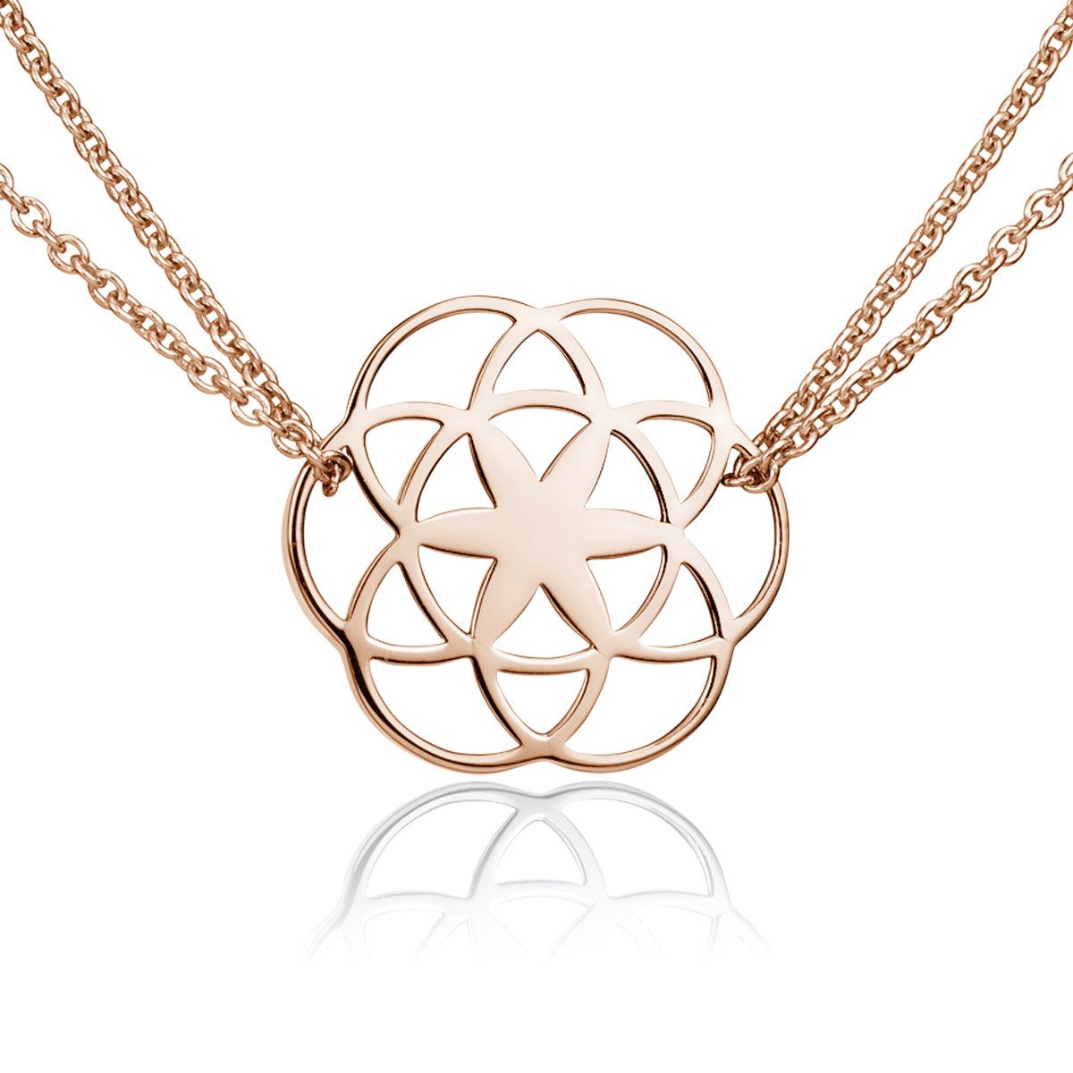 Materia Collier Damen Rosegold Lebensblume Mandala längenverstellbar KA-450, Sterlingsilber, rosevergoldet
