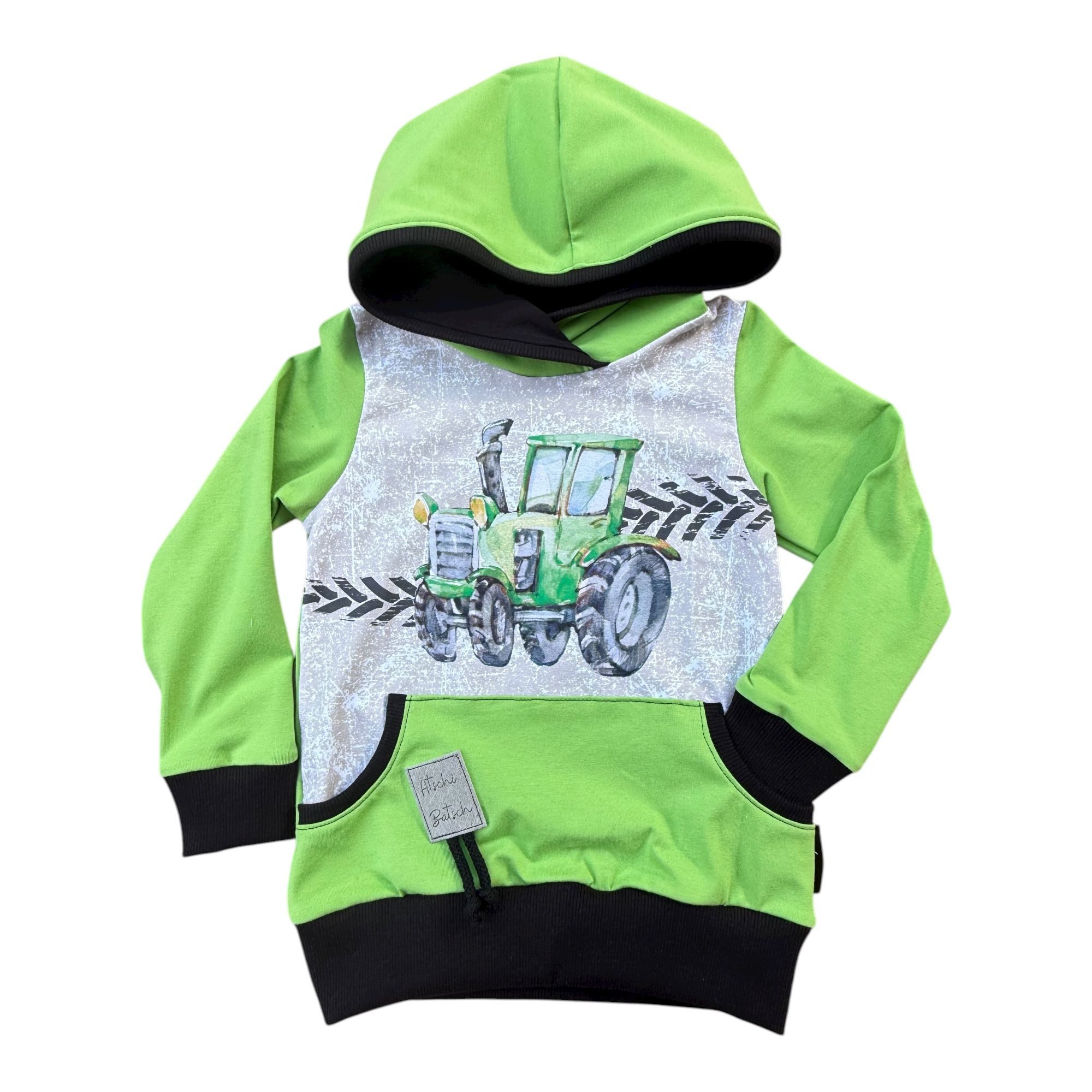 Hoodie Hoodie Traktor hellgrün mit Bauchtasche