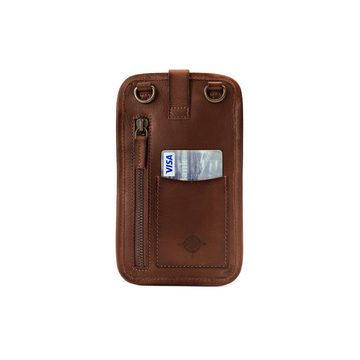 DRAKENSBERG Handytasche zum Umhängen »Vic« Vintage-Braun, Leder Smartphone Tasche mit Münz- und Geldfach für Herren, handgemacht