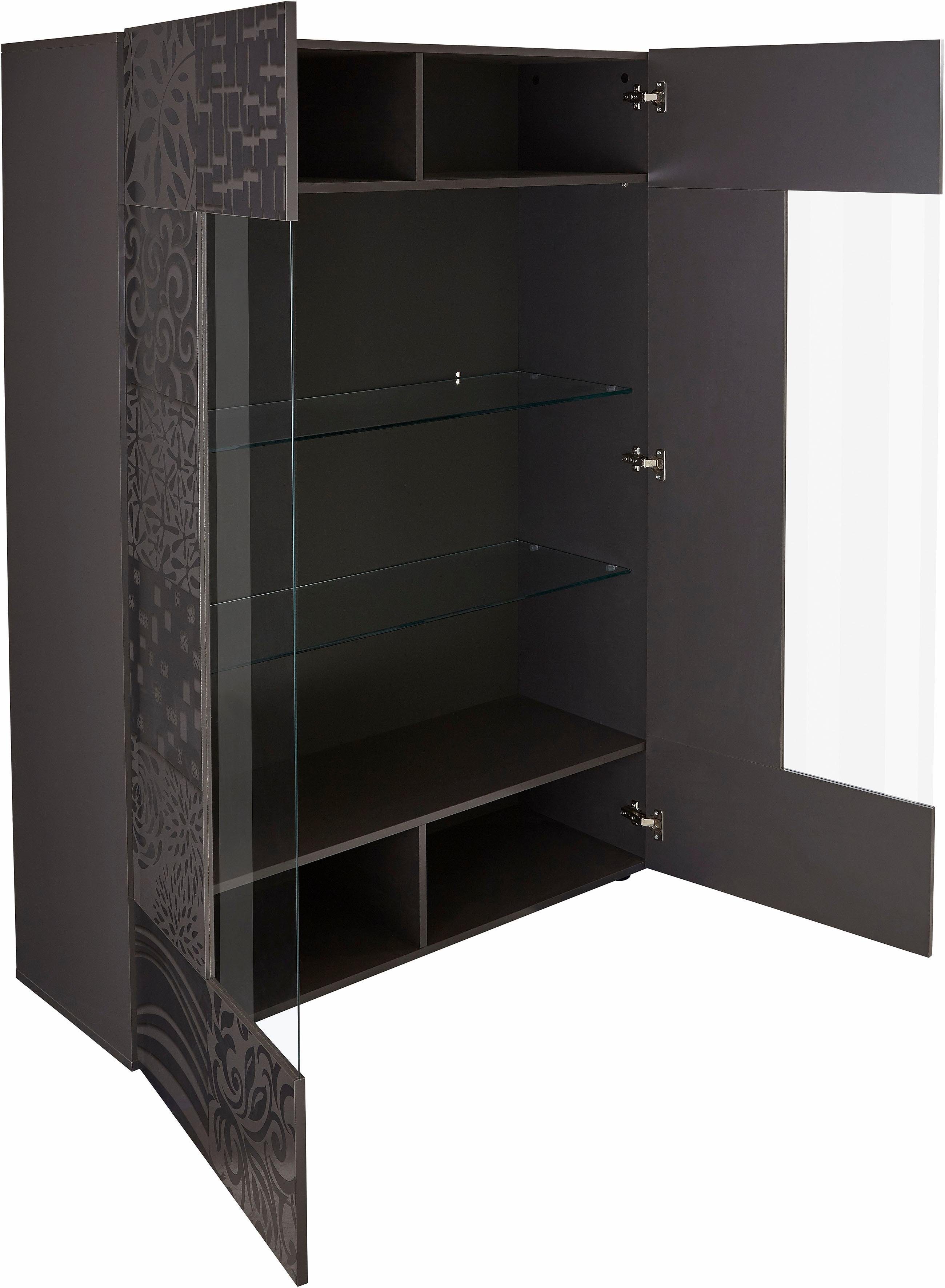Home affaire Vitrine Miro Stauraumvitrine, Höhe 166 cm mit dekorativem Siebdruck – Bild 4 von 5