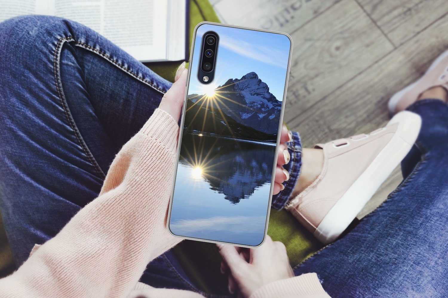 MuchoWow Handyhülle für Samsung Galaxy A30s Alpen - Berg - Wasser - Schnee, Smartphone-Bumper, Print, Handy Schutzhülle Dünn