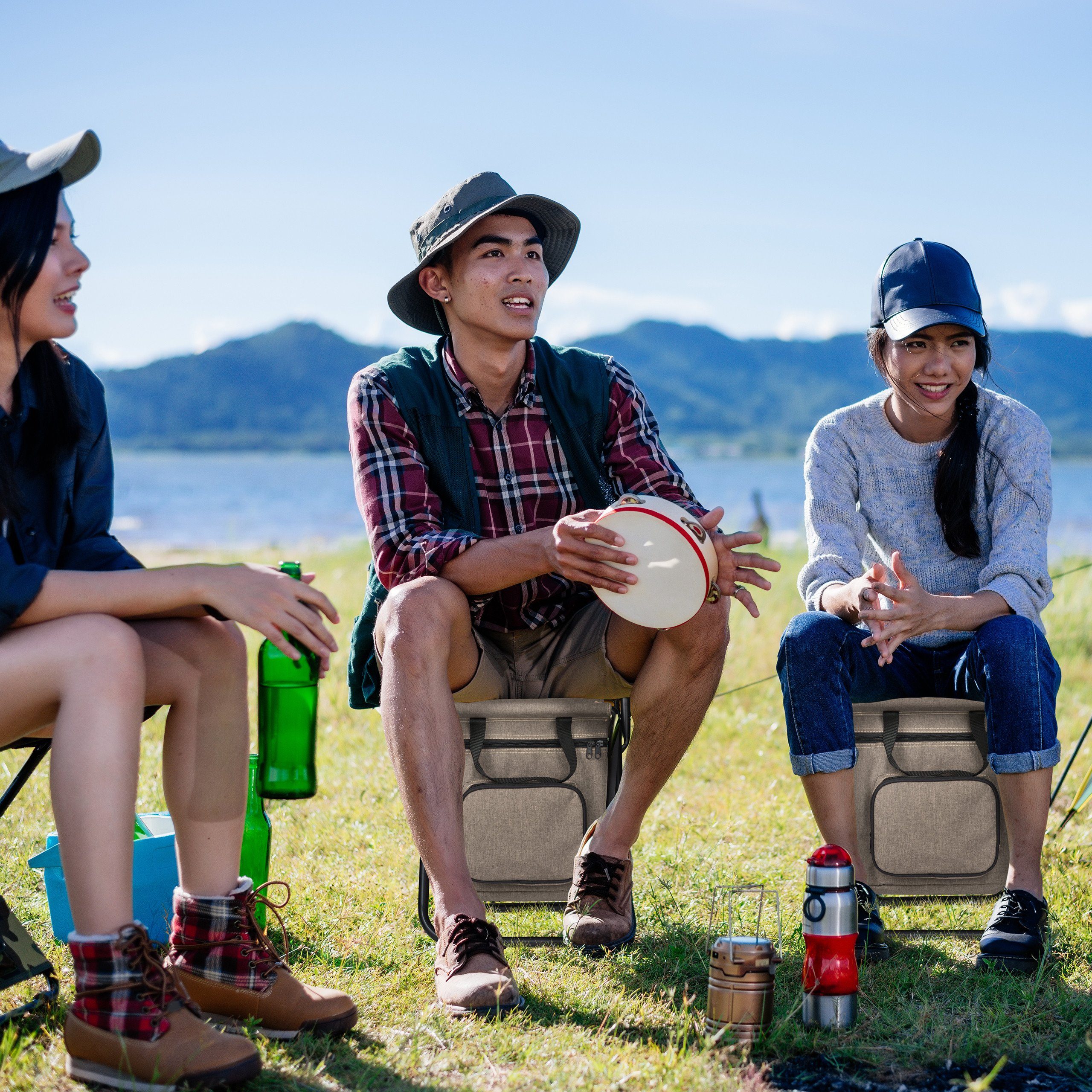 relaxdays Campinghocker Beiger Campinghocker mit Lehne günstig online kaufen