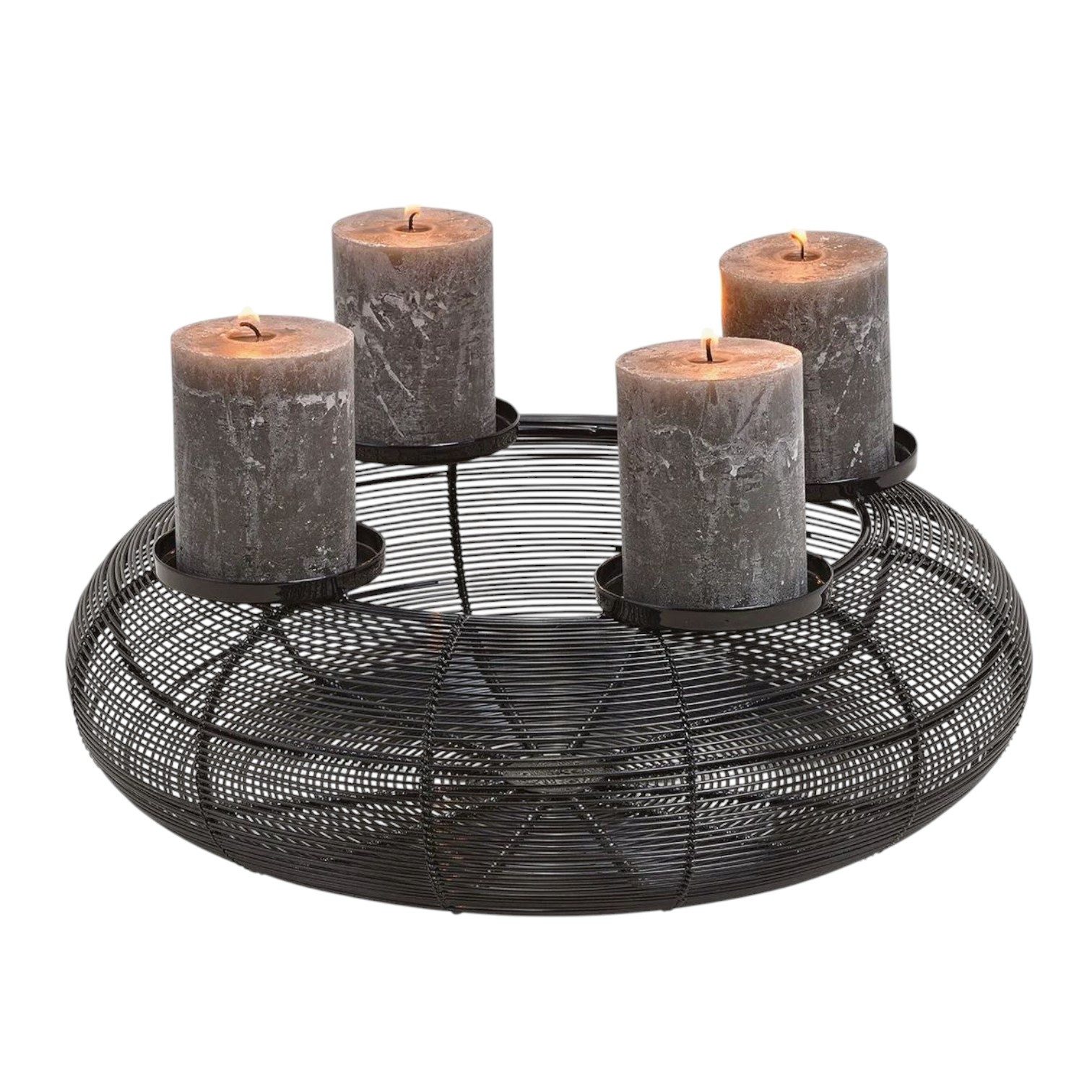 Macosa Home Adventskranz Silber Gold od. Schwarz Metall 38 cm modern, Elegantes Adventsgesteck 4 Kerzenhalter Tisch-Dekoration