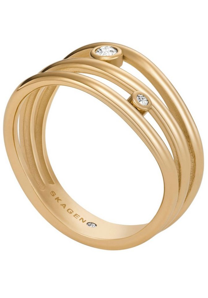 Skagen Fingerring KARIANA GLITZ WAVE, SKJ1763710, mit Zirkonia