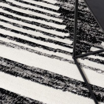 Designteppich Modern Teppich Geometrisch Creme Schwarz - Weich, Pflegeleich, Mazovia, 80 x 150 cm, Geeignet für Fußbodenheizung, Höhe 7 mm, Kurzflor