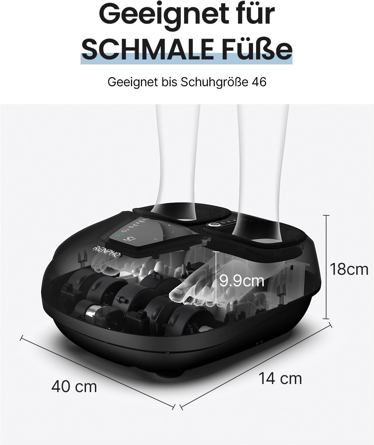 RENPHO Fußmassagegerät Shiatsu Foot Massager Compact FM-058, Shiatsu-Kompressionsmassage - Entspannung für den gesamten Fußbereich