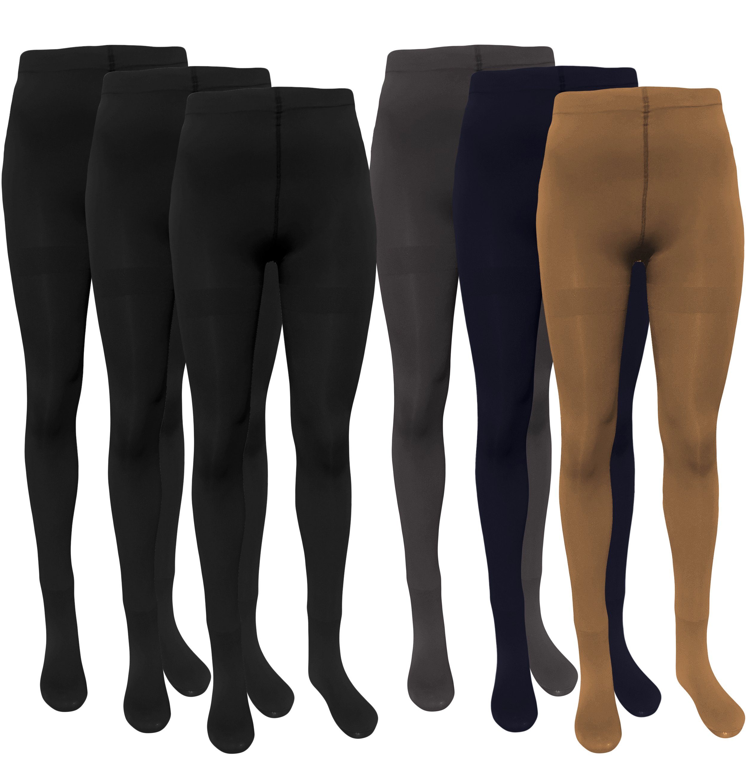 Aurela Damenmode Thermostrumpfhose Damen Strumpfhose 1x extra - DEN, (6er Pack) Beige Ski- 300 1x weiches Schwarz Blau Grau Funktionswäsche - Innenfleece Supersoft DEN - 300 weich 1x 3x