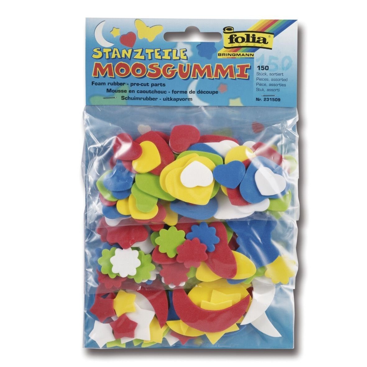 Folia Moosgummi Moosgummi Stanzteile "Herzen Mond & Sterne Blumen & Schmetterlinge" -